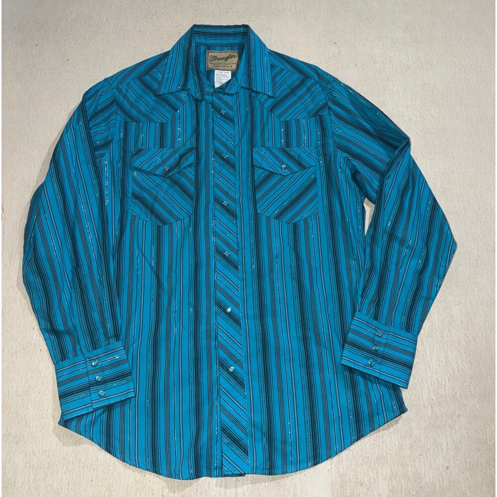 Wrangler men’s  western fashion snap button long sleeve shirt - Picture 11 of 15